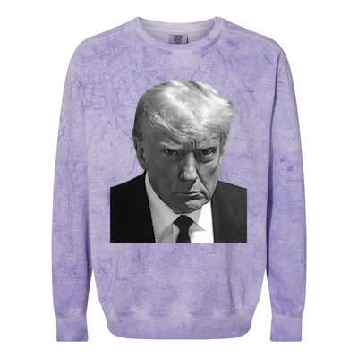 Iconic Donald J Trump Mugshot Black And White Georgia Arrest Gift Colorblast Crewneck Sweatshirt