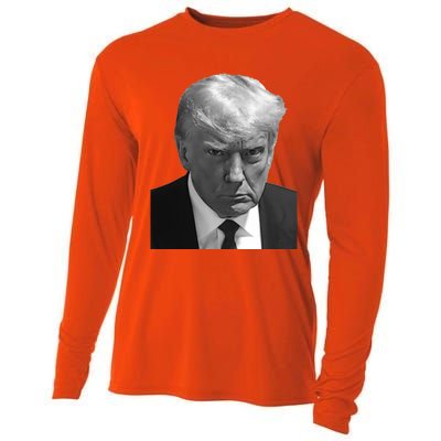 Iconic Donald J Trump Mugshot Black And White Georgia Arrest Gift Cooling Performance Long Sleeve Crew