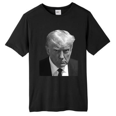 Iconic Donald J Trump Mugshot Black And White Georgia Arrest Gift Tall Fusion ChromaSoft Performance T-Shirt