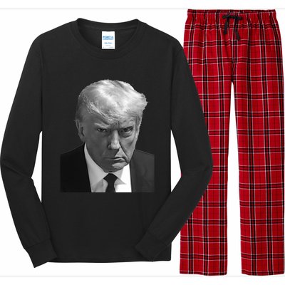 Iconic Donald J Trump Mugshot Black And White Georgia Arrest Gift Long Sleeve Pajama Set