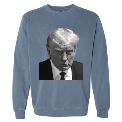 Iconic Donald J Trump Mugshot Black And White Georgia Arrest Gift Garment-Dyed Sweatshirt