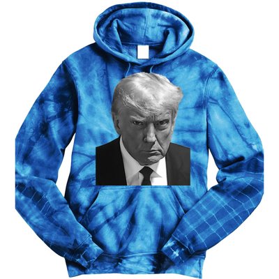 Iconic Donald J Trump Mugshot Black And White Georgia Arrest Gift Tie Dye Hoodie