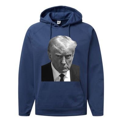 Iconic Donald J Trump Mugshot Black And White Georgia Arrest Gift Performance Fleece Hoodie