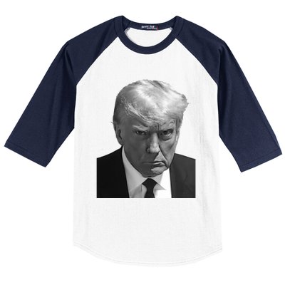 Iconic Donald J Trump Mugshot Black And White Georgia Arrest Gift Baseball Sleeve Shirt