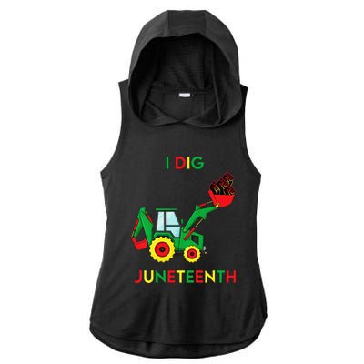 I Dig Juneteenth Fists Tractor Funny Ladies PosiCharge Tri-Blend Wicking Draft Hoodie Tank