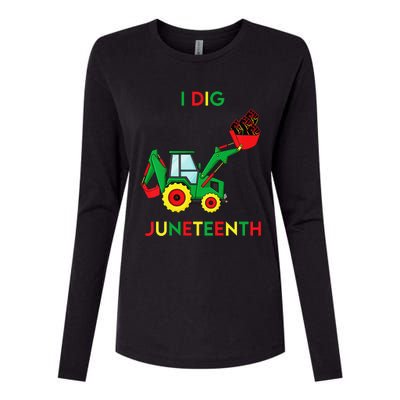 I Dig Juneteenth Fists Tractor Funny Womens Cotton Relaxed Long Sleeve T-Shirt