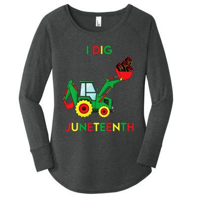 I Dig Juneteenth Fists Tractor Funny Women's Perfect Tri Tunic Long Sleeve Shirt