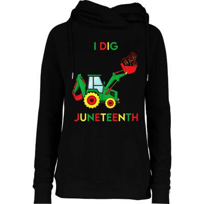 I Dig Juneteenth Fists Tractor Funny Womens Funnel Neck Pullover Hood