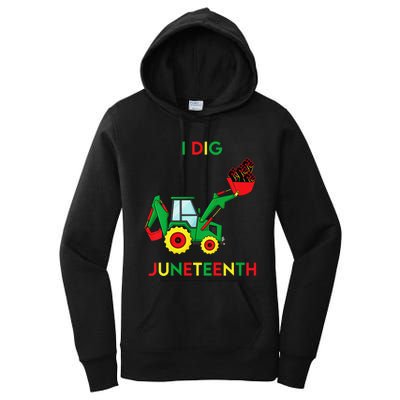 I Dig Juneteenth Fists Tractor Funny Women's Pullover Hoodie