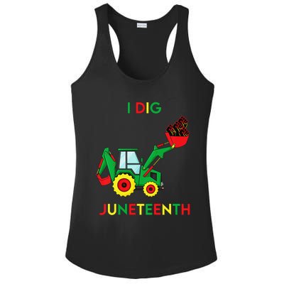 I Dig Juneteenth Fists Tractor Funny Ladies PosiCharge Competitor Racerback Tank