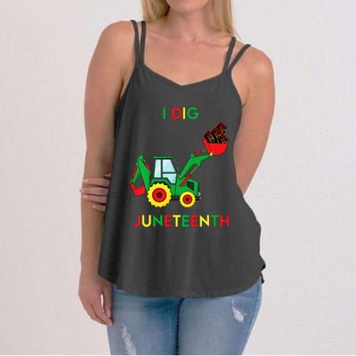 I Dig Juneteenth Fists Tractor Funny Women's Strappy Tank