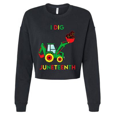 I Dig Juneteenth Fists Tractor Funny Cropped Pullover Crew