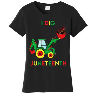 I Dig Juneteenth Fists Tractor Funny Women's T-Shirt