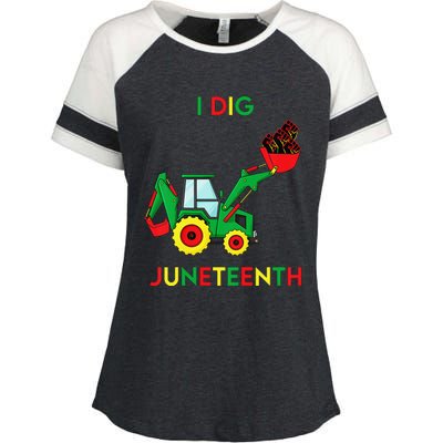 I Dig Juneteenth Fists Tractor Funny Enza Ladies Jersey Colorblock Tee