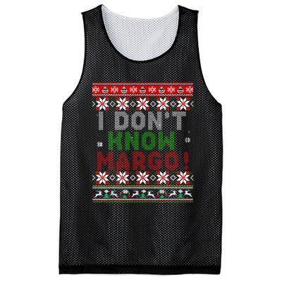 I Dont Know Margo Ugly Christmas Sweater Funny Matching Mesh Reversible Basketball Jersey Tank