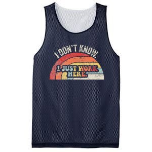 I DonT Know I Just Work Here Funny Mesh Reversible Basketball Jersey Tank