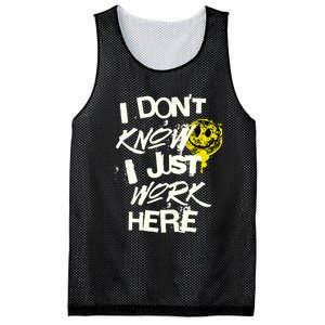 I Don't Know I Just Work Here Funny Work Mesh Reversible Basketball Jersey Tank