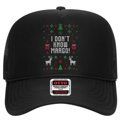 I Don't Know Margo ! Ugly Christmas High Crown Mesh Back Trucker Hat