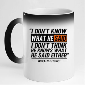 I Don’T Know What He Just Said Funny Quote Design 11oz Black Color Changing Mug