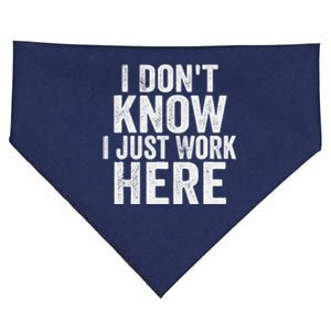 I Dont Know I Just Work Here Funny Working Quotes Sarcastic USA-Made Doggie Bandana