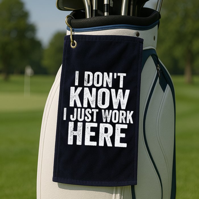 I Dont Know I Just Work Here Funny Working Quotes Sarcastic Golf Towel