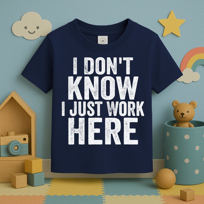I Dont Know I Just Work Here Funny Working Quotes Sarcastic Toddler T-Shirt