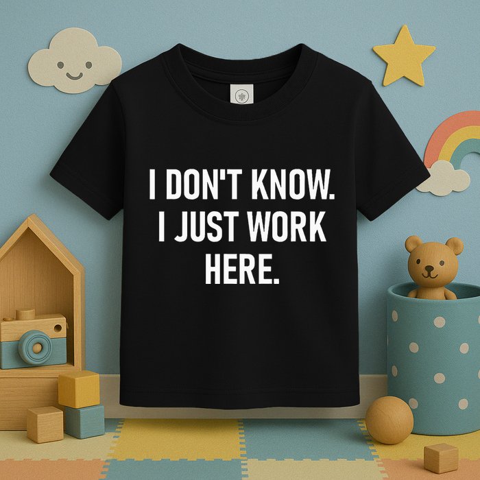 I DonT Know I Just Work Here Funny Jokes Sarcastic Toddler T-Shirt