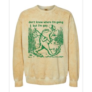 I Dont Know Where Im Going But Im Gay Frog Lgbt Pride Colorblast Crewneck Sweatshirt