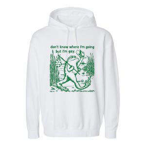 I Dont Know Where Im Going But Im Gay Frog Lgbt Pride Garment-Dyed Fleece Hoodie