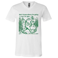 I Dont Know Where Im Going But Im Gay Frog Lgbt Pride V-Neck T-Shirt