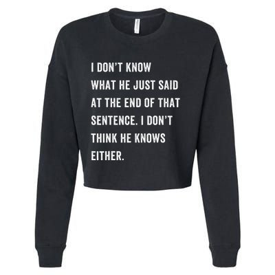 I Don’T Know What He Just Said At The End Of That Sentence Cropped Pullover Crew