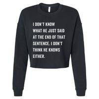 I Don’T Know What He Just Said At The End Of That Sentence Cropped Pullover Crew