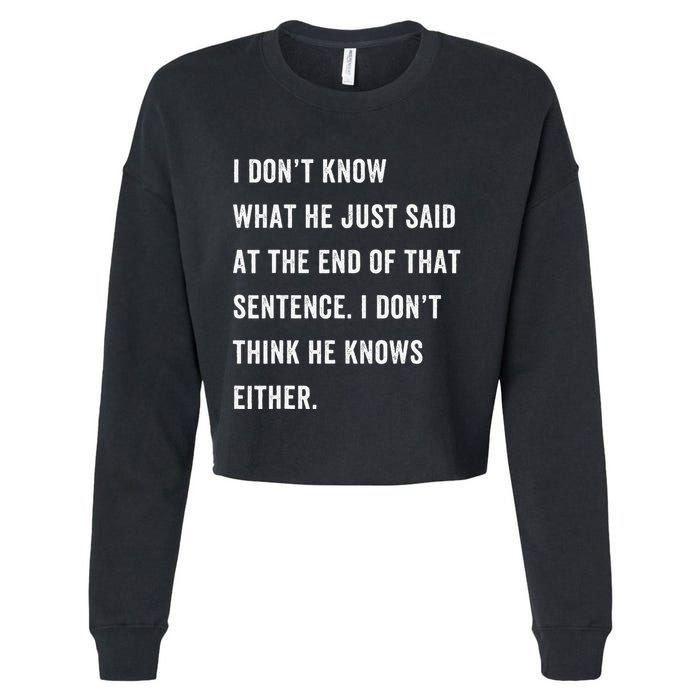 I Don’T Know What He Just Said At The End Of That Sentence Cropped Pullover Crew