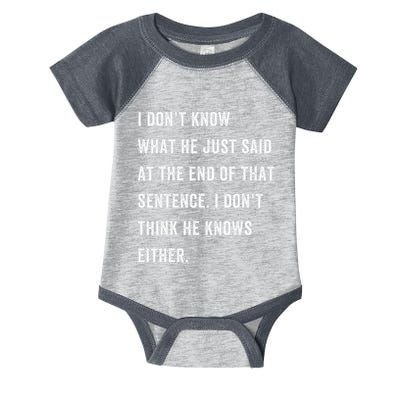 I Don’T Know What He Just Said At The End Of That Sentence Infant Baby Jersey Bodysuit