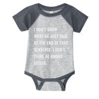 I Don’T Know What He Just Said At The End Of That Sentence Infant Baby Jersey Bodysuit