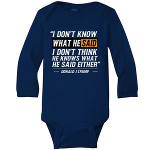 I Don’T Know What He Just Said At The End Of That Sentence Baby Long Sleeve Bodysuit