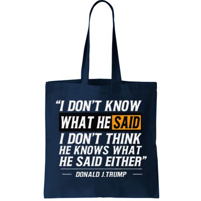 I Don’T Know What He Just Said At The End Of That Sentence Tote Bag