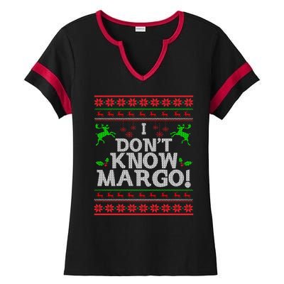 I Don't Know Margo Ugly Matching Christmas Funny Couple Ladies Halftime Notch Neck Tee