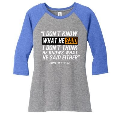 I Don’T Know What He Just Said At The End Of That Sentence Women's Tri-Blend 3/4-Sleeve Raglan Shirt