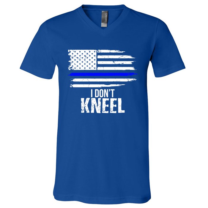 I Don't Kneel Usa Flag Meaningful Gift Patriotic Stand Nthem V-Neck T-Shirt