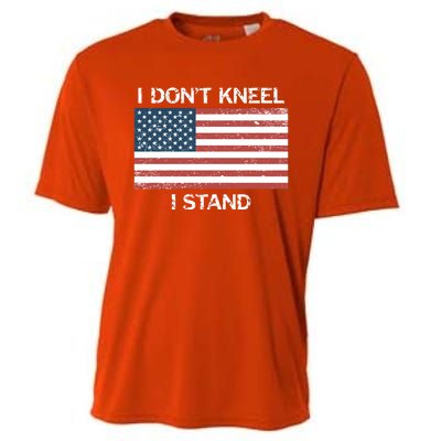 I Don't Kneel I Stand Usa Flag Faded Patriotic Gift Cooling Performance Crew T-Shirt