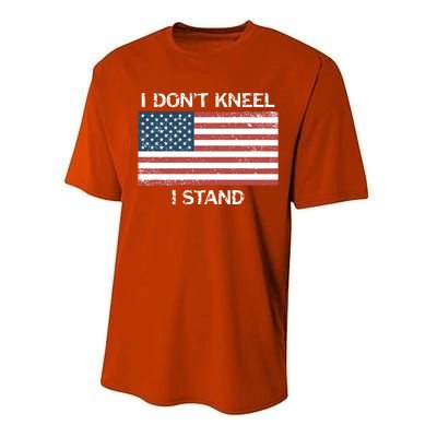 I Don't Kneel I Stand Usa Flag Faded Patriotic Gift Performance Sprint T-Shirt