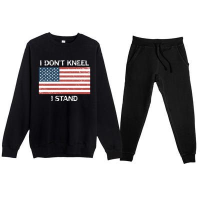 I Don't Kneel I Stand Usa Flag Faded Patriotic Gift Premium Crewneck Sweatsuit Set