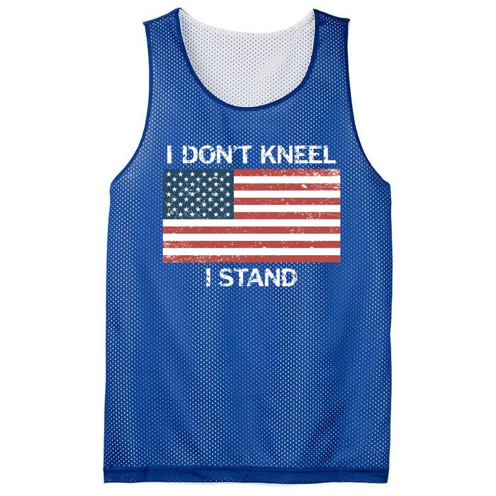 I Don't Kneel I Stand Usa Flag Faded Patriotic Gift Mesh Reversible Basketball Jersey Tank