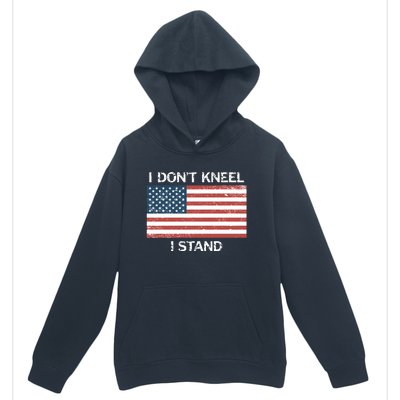 I Don't Kneel I Stand Usa Flag Faded Patriotic Gift Urban Pullover Hoodie