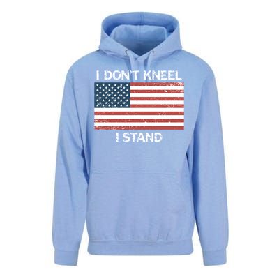 I Don't Kneel I Stand Usa Flag Faded Patriotic Gift Unisex Surf Hoodie