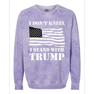 I Don't Kneel I Stand With Trump Tee Usa Flag Gift Black Colorblast Crewneck Sweatshirt