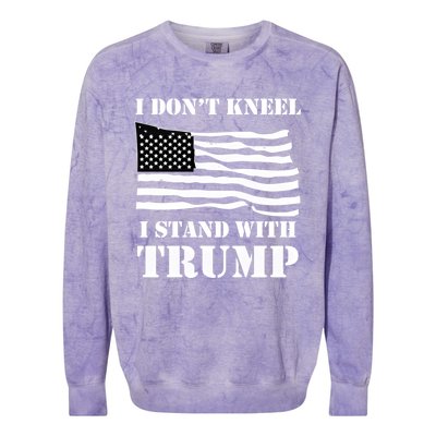 I Don't Kneel I Stand With Trump Tee Usa Flag Gift Black Colorblast Crewneck Sweatshirt