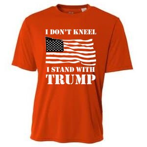 I Don't Kneel I Stand With Trump Tee Usa Flag Gift Black Cooling Performance Crew T-Shirt