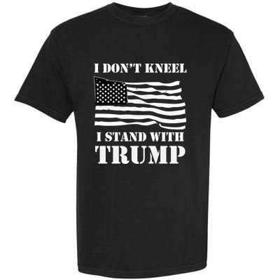 I Don't Kneel I Stand With Trump Tee Usa Flag Gift Black Garment-Dyed Heavyweight T-Shirt